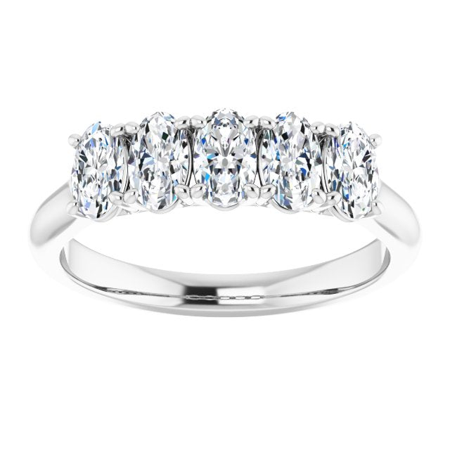 1.05 ct. Oval Cut Diamond Wedding Band 5 Stone Anniversary Ring-VIRABYANI